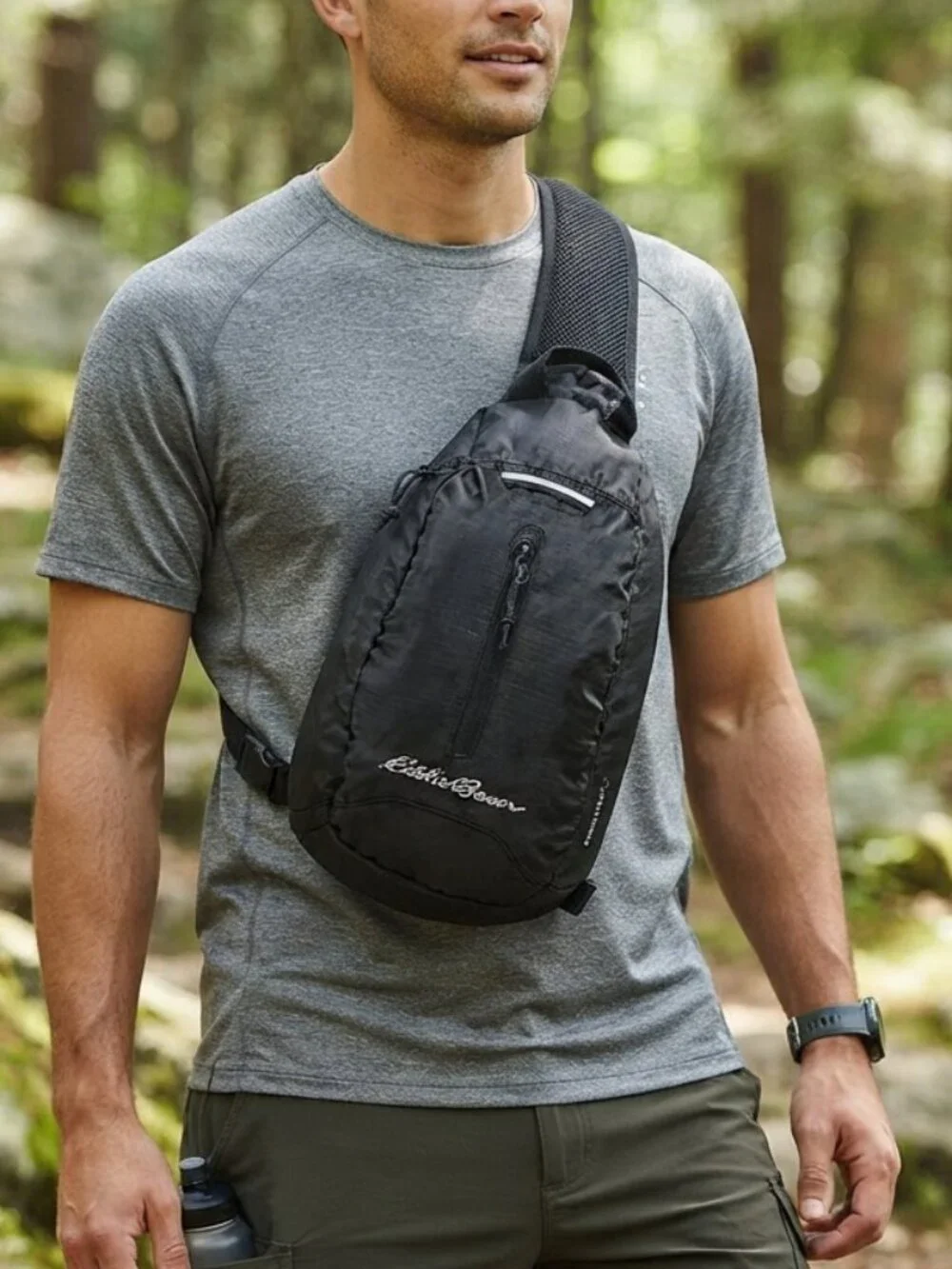 Eddie Bauer Stowaway 10L Onyx Black Packable Sling Backpack Crossbody Daypack